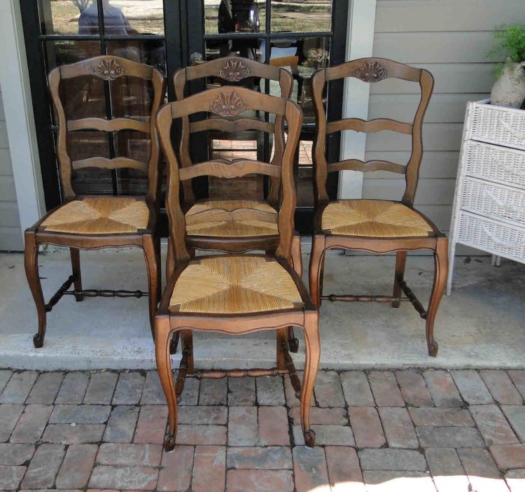 French Country Ladderback Dining Chairs / Reclaimed French Country